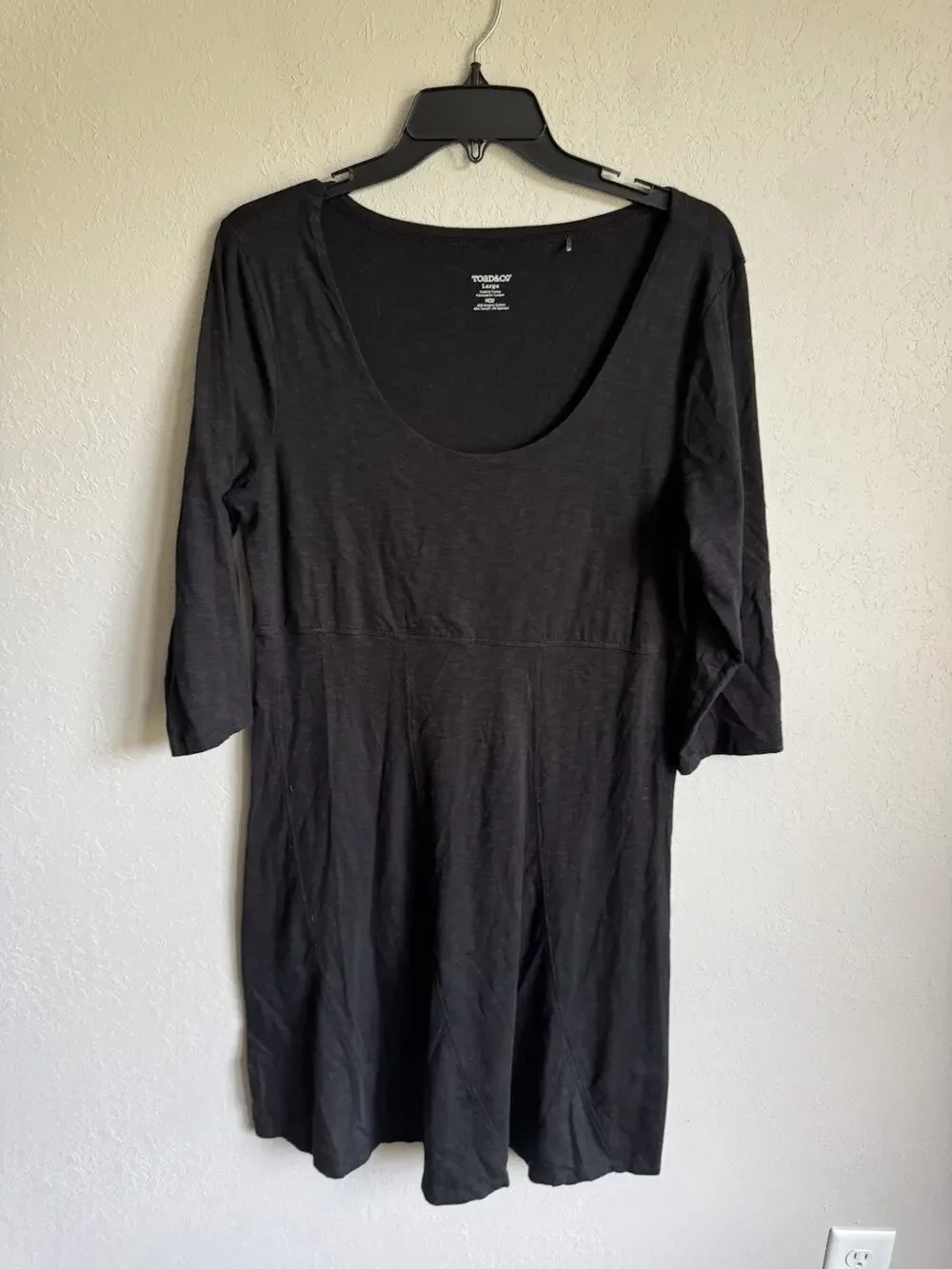Toad & Co Black Organic Cotton Blend Athletic A-Line Dress Womens L Minimalist